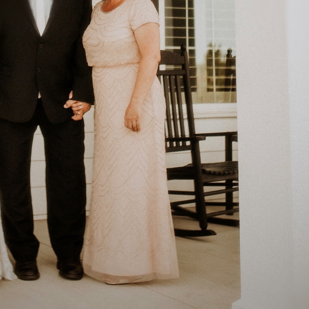 Adrianna Papell 14P cap sleeve beaded gown
